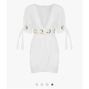 Alice McCall White Mini Dress with Gold Grommet Details